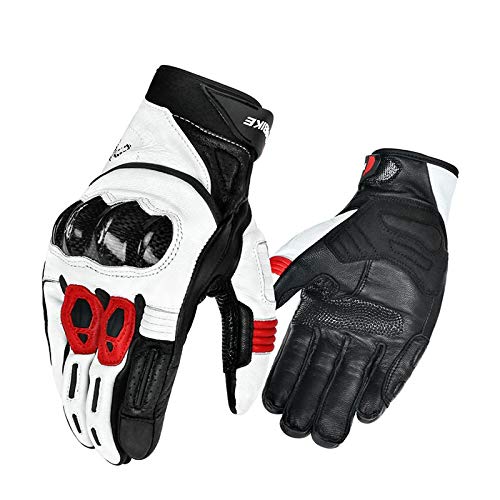 Guantes De Invierno AntideslizantesGuantes De Moto De Cuero Genuino Guantes De Bicicleta MTB Térmicos De Invierno para Hombre Pantalla Táctil 3Mm Eva Palm Pad S Blanco Y Rojo Entrega Rápida Gratuita