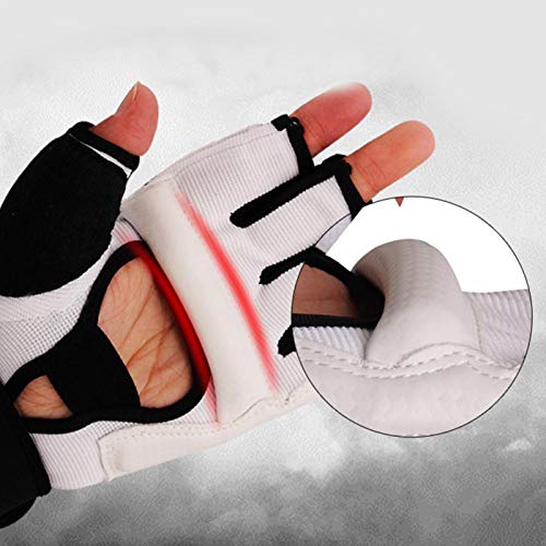 Guantes de Karate de Taekwondo de Medio Dedo Lucha contra el Equipo de Gimnasio de Lucha de Karate Niños y niñas S/M/L/XL (Blanco)