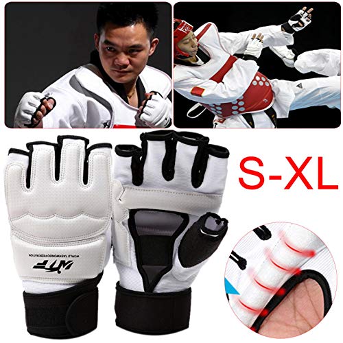 Guantes de Karate de Taekwondo de Medio Dedo Lucha contra el Equipo de Gimnasio de Lucha de Karate Niños y niñas S/M/L/XL (Blanco) Guantes de Karate de Taekwondo de Medio Dedo Lucha contra el Equipo de Gimnasio de Lucha de Karate Niños y niñas S/M/L/XL (Blanco)