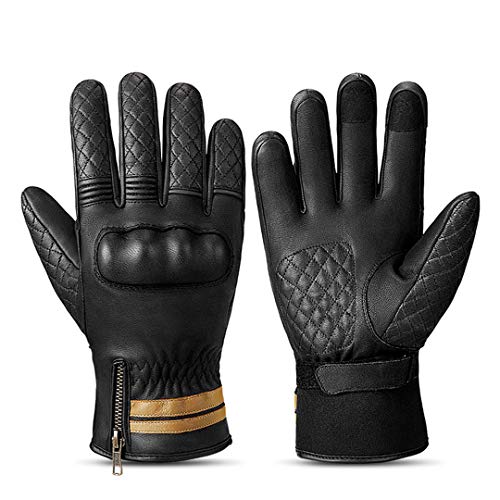 Guantes de Moto Guantes de Moto de algodón de Jerez con Pantalla táctil Guantes de Moto Resistentes al Desgaste de Invierno Black XXL