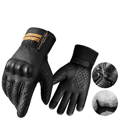 Guantes de Moto Guantes de Moto de algodón de Jerez con Pantalla táctil Guantes de Moto Resistentes al Desgaste de Invierno Black XXL