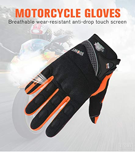 Guantes de Moto Hombre Guantes de Motocross Dedo Completo Guantes Gant Guantes de Moto Equitación Moto Verano Verde Negro Naranja -SU-10 Orange-2-XXL