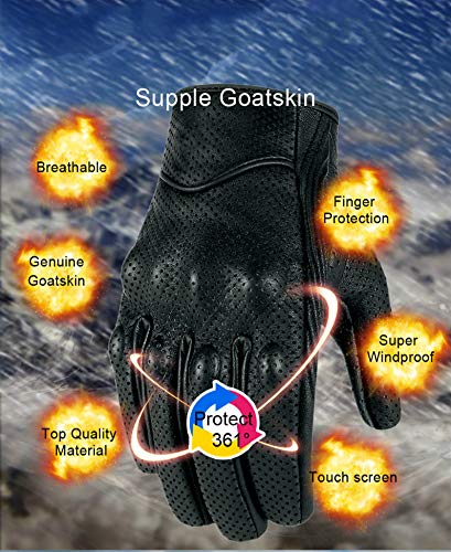 Guantes de Moto Pantalla táctil de Cuero Hombre Guante de Ciclismo Moto Racing Guantes De Moto Luvas De Motocicleta -Perforated-3-S Guantes de Moto Pantalla táctil de Cuero Hombre Guante de Ciclismo Moto Racing Guantes De Moto Luvas De Motocicleta -Perforated-3-S