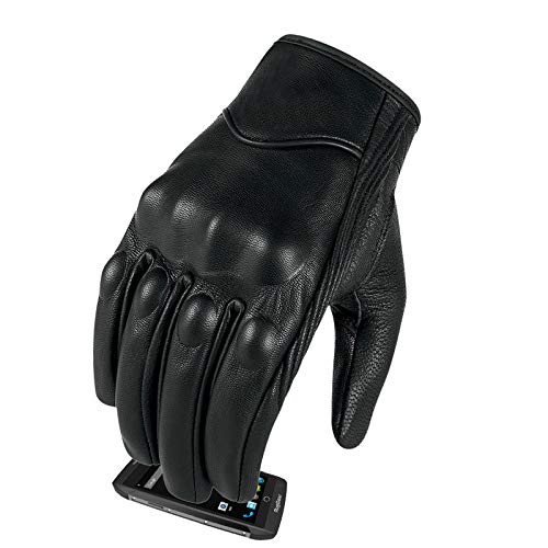 Guantes de Moto Pantalla táctil de Cuero Hombre Guante de Ciclismo Moto Racing Guantes De Moto Luvas De Motocicleta -Perforated-3-S