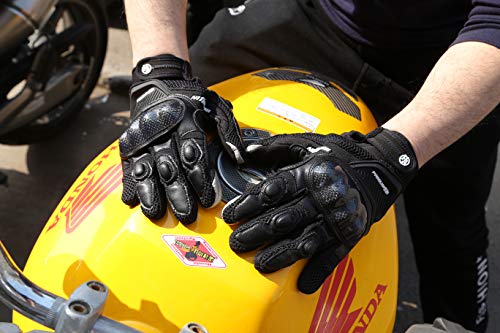 Guantes de Moto Transpirables Verano Off-Road Racing Guantes de Moto de Cuero con Nudillos Completos Protección Almohadilla Pantalla Táctil.