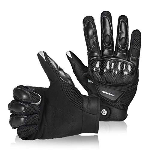 Guantes de Moto Transpirables Verano Off-Road Racing Guantes de Moto de Cuero con Nudillos Completos Protección Almohadilla Pantalla Táctil.