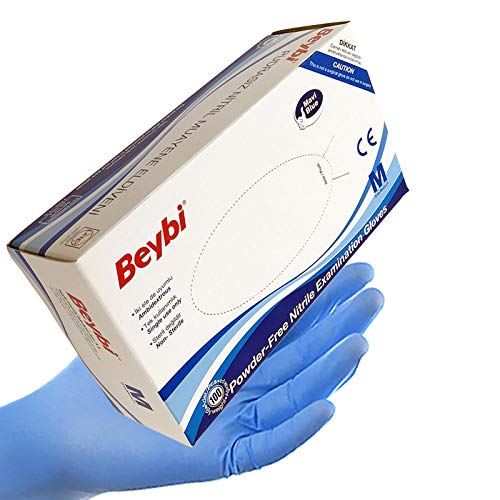 Guantes de Nitrilo sin polvo RF05 Caja de 100pc Azul.Talla M, Máxima protección, suavidad y elasticidad. Indicado para hospitales, alimentación, automoción, etc.