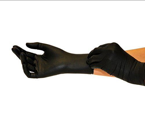 Guantes de nitrilo transparente Guantes libres de látex sin polvo Limpieza Guantes sanitarios para la cocina Cocina Limpieza Limpieza Seguridad Manejo de alimentos, 100 pcs caja (M, Negro)