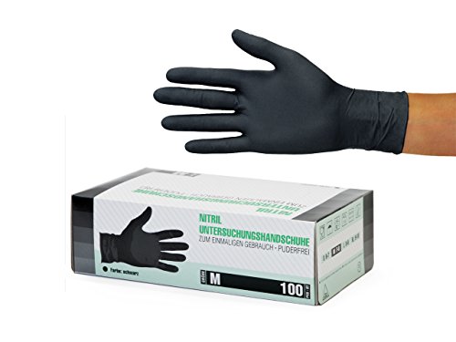 Guantes de nitrilo transparente Guantes libres de látex sin polvo Limpieza Guantes sanitarios para la cocina Cocina Limpieza Limpieza Seguridad Manejo de alimentos, 100 pcs caja (M, Negro)