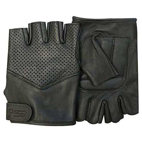 Guantes de Piel de Cordero Completamente Acolchados con Medios Dedos para Conductores de Autobús, Usuarios de Silla de Ruedas, para Gimnasio - Color Negro - 312 - Chica