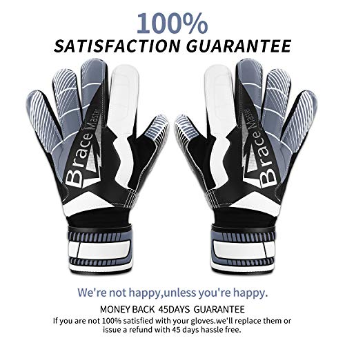 Guantes de Portero con Fuerte Agarre y Protección para los Dedos, Guante de Portero de Palma 3 + 3MM para Hombres y Mujeres, Entrenamiento y Partido, Interiores y Exteriores (Negro-Blanco, 11)