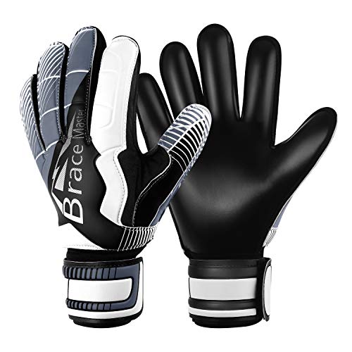 Guantes de Portero con Fuerte Agarre y Protección para los Dedos, Guante de Portero de Palma 3 + 3MM para Hombres y Mujeres, Entrenamiento y Partido, Interiores y Exteriores (Negro-Blanco, 11)