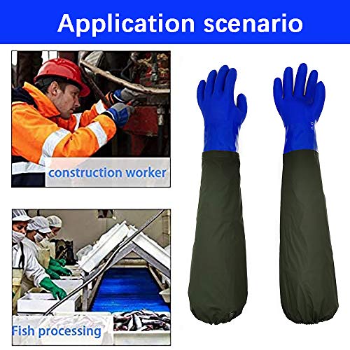 Guantes De Trabajo De Seguridad De Limpieza De Estanques Industriales Pesados Para Trabajadores De La Construcción De Goma De Manga Larga De Pvc Con Banda Elástica Resistente Al Desgaste Impermeable