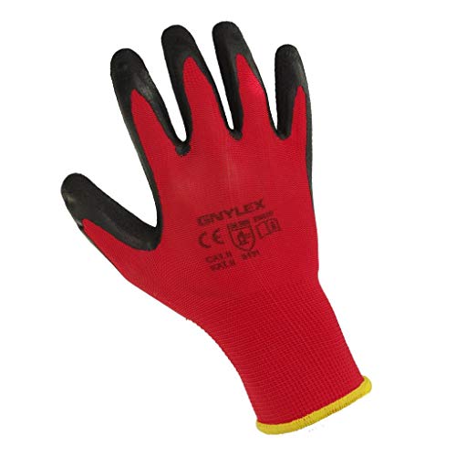 Guantes de trabajo: De textura sólida con recubrimiento de látex, 12 pares (tamaño 11)