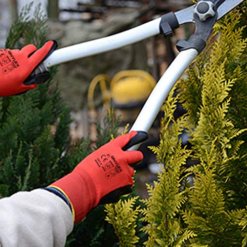 Guantes de trabajo: De textura sólida con recubrimiento de látex, 12 pares (tamaño 11)