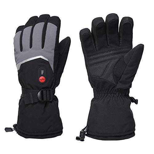 Guantes eléctricos Recargables con calefacción, Guantes de esquí Impermeables para Montar, Guantes de esquí al Aire Libre engrosados ​​para Invierno con calefacción - New Grey, S