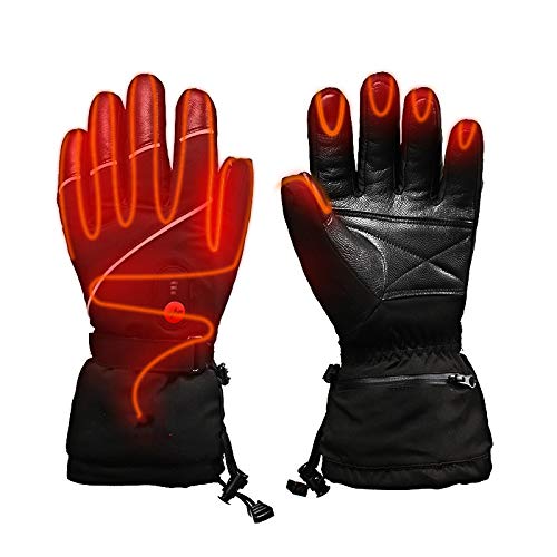 Guantes eléctricos Recargables con calefacción, Guantes de esquí Impermeables para Montar, Guantes de esquí al Aire Libre engrosados ​​para Invierno con calefacción - New Grey, S