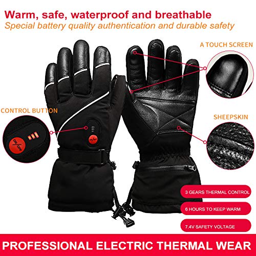 Guantes eléctricos Recargables con calefacción, Guantes de esquí Impermeables para Montar, Guantes de esquí al Aire Libre engrosados ​​para Invierno con calefacción - New Grey, S