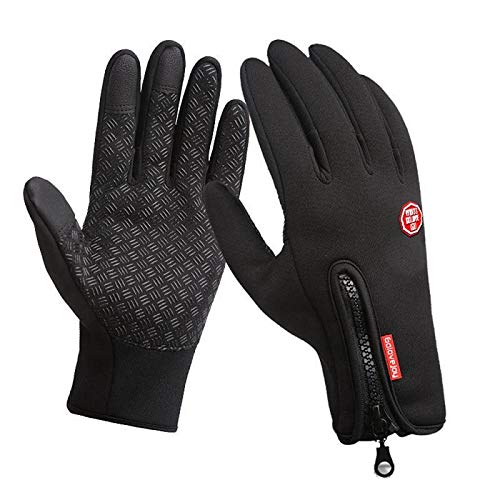 Guantes Invierno, Hombre Mujer Guantes Termicos para frio moto ciclismo running bici gym, Guantes para Pantalla Táctil, Impermeables y Resistentes al Viento, Cálidos y Antideslizantes