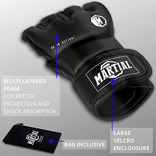 ¡Guantes Martial de MMA con Acolchado Ideal! Guantes de Boxeo para una Alta Estabilidad de la muñeca. Guantes de Pelea de Larga Durabilidad para Artes Marciales, Boxeo, Sparring.