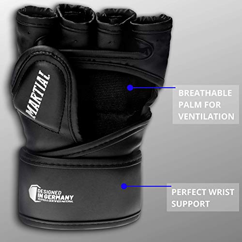 ¡Guantes Martial de MMA con Acolchado Ideal! Guantes de Boxeo para una Alta Estabilidad de la muñeca. Guantes de Pelea de Larga Durabilidad para Artes Marciales, Boxeo, Sparring.