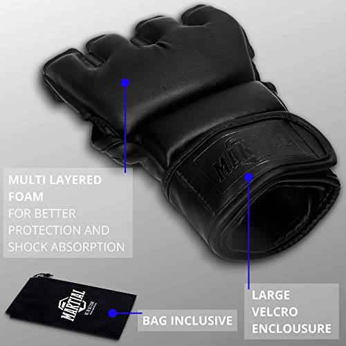 ¡Guantes Martial de MMA con Acolchado Ideal! Guantes de Boxeo para una Alta Estabilidad de la muñeca. Guantes de Pelea de Larga Durabilidad para Artes Marciales, Boxeo, Sparring.