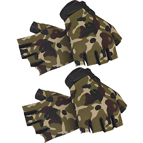 Guantes Medio Dedo Guantes tácticos función Multi Tiro el Deporte Guantes de Airsoft Paintball portátiles Ciclo de los Guantes física para los niños 1Pair Camuflaje