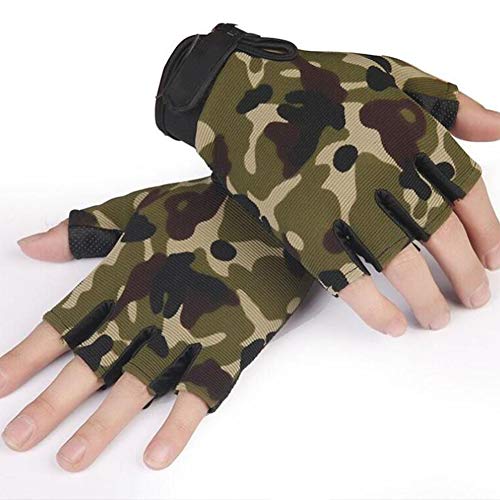 Guantes Medio Dedo Guantes tácticos función Multi Tiro el Deporte Guantes de Airsoft Paintball portátiles Ciclo de los Guantes física para los niños 1Pair Camuflaje