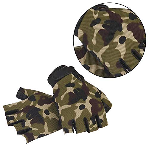 Guantes Medio Dedo Guantes tácticos función Multi Tiro el Deporte Guantes de Airsoft Paintball portátiles Ciclo de los Guantes física para los niños 1Pair Camuflaje