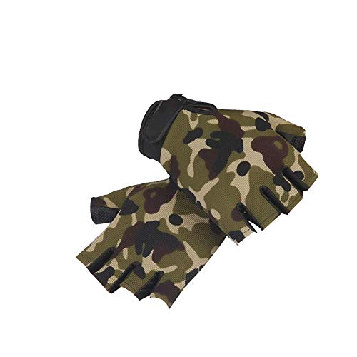 Guantes Medio Dedo Guantes tácticos función Multi Tiro el Deporte Guantes de Airsoft Paintball portátiles Ciclo de los Guantes física para los niños 1Pair Camuflaje