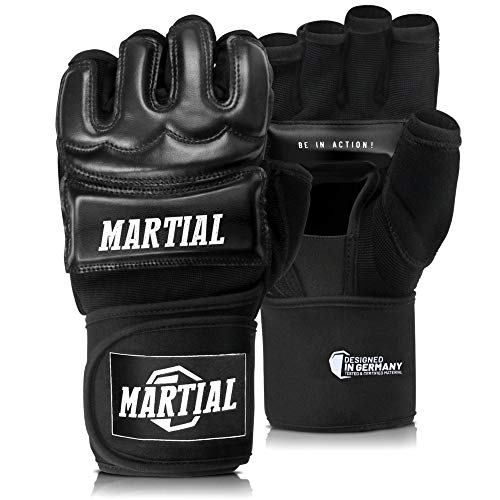 Guantes MMA Profesionales de Martial - Calidad Profesional - Fabricación según elevados estándares - Boxeo, Entrenamiento, Saco de Arena, Saco de Boxeo, Freefight, Agarre, Artes Marciales - Negro Guantes MMA Profesionales de Martial - Calidad Profesional - Fabricación según elevados estándares - Boxeo, Entrenamiento, Saco de Arena, Saco de Boxeo, Freefight, Agarre, Artes Marciales - Negro