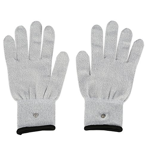 Guantes para electrostimulation, Mejora la circulación y dolor de manos, 1 par decenas Máquina Conductor Electrodo Guantes de Mano Electroterapia Cables de Plomo(L)