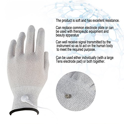 Guantes para electrostimulation, Mejora la circulación y dolor de manos, 1 par decenas Máquina Conductor Electrodo Guantes de Mano Electroterapia Cables de Plomo(L)