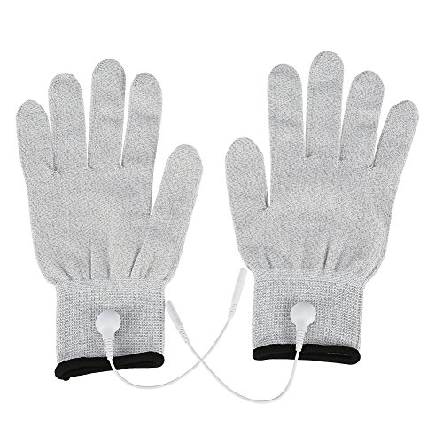 Guantes para electrostimulation, Mejora la circulación y dolor de manos, 1 par decenas Máquina Conductor Electrodo Guantes de Mano Electroterapia Cables de Plomo(L)