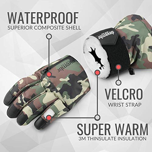 Guantes para Esquí para Hombres y Mujeres, Guantes para Snowboard Impermeables con Muñequeras Extraíbles y Aislamiento Thinsulate de 3M, Guantes para Nieve con Material Resistente de PU(Camuflaje,XS) Guantes para Esquí para Hombres y Mujeres, Guantes para Snowboard Impermeables con Muñequeras Extraíbles y Aislamiento Thinsulate de 3M, Guantes para Nieve con Material Resistente de PU(Camuflaje,XS)
