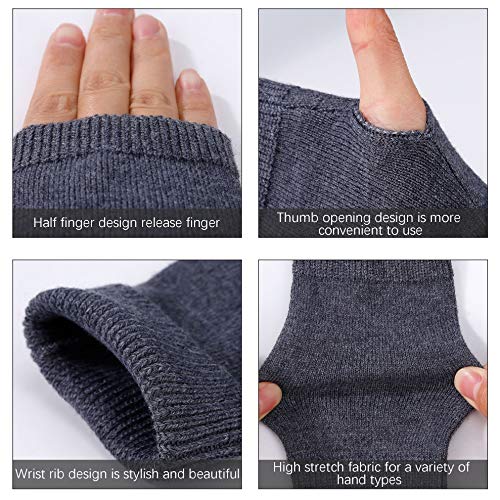 Guantes sin Dedos Mitones Manoplas de Invierno para Mujeres, 2 Pares Calentadores de Brazo Mitones Cálido de Punto Cachemir Suave para Niñas Niños