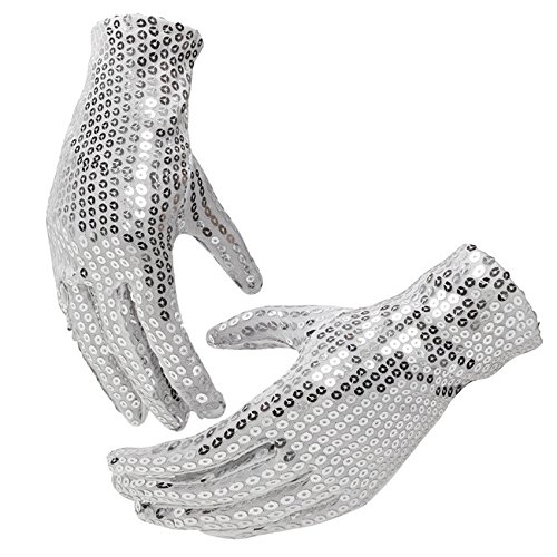 Guantes Unisex, Toamen Guantes De MuñEca Con Lentejuelas Festival Sparkle Para Evento De Baile Para NiñOs De Evento (Plateado)