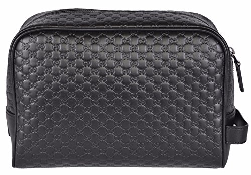 Gucci Micro GG Guccissima - Neceser grande de piel para hombre, color negro