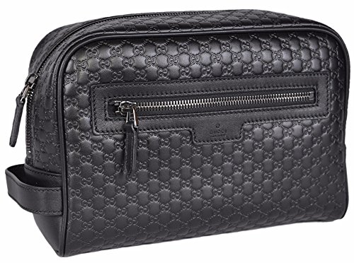 Gucci Micro GG Guccissima - Neceser grande de piel para hombre, color negro