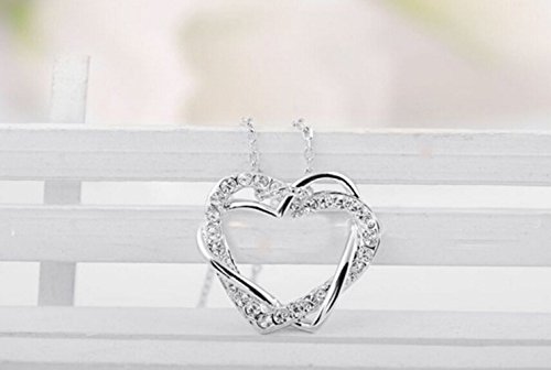 Gudeke Collar Colgante cristalina del Amor del corazón del Doble Twining Indumentaria Femenina Simples (Blanco) Gudeke Collar Colgante cristalina del Amor del corazón del Doble Twining Indumentaria Femenina Simples (Blanco)