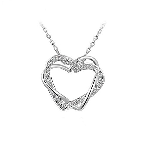 Gudeke Collar Colgante cristalina del Amor del corazón del Doble Twining Indumentaria Femenina Simples (Blanco) Gudeke Collar Colgante cristalina del Amor del corazón del Doble Twining Indumentaria Femenina Simples (Blanco)