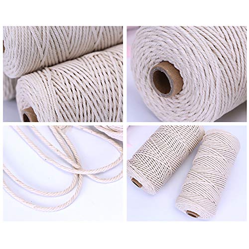 Gudotra 3mm x 300M Cuerda Algodón Macrame Cuerda para Tejer Decoración Decoración Interior Envolver Regalo Navidad (300M Hilo) Gudotra 3mm x 300M Cuerda Algodón Macrame Cuerda para Tejer Decoración Decoración Interior Envolver Regalo Navidad (300M Hilo)