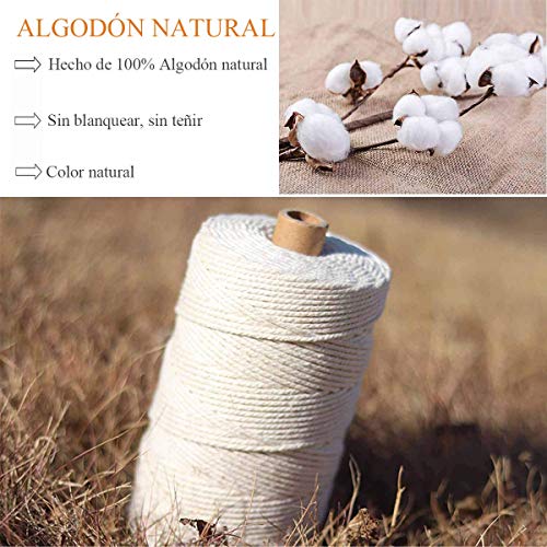 Gudotra 3mm x 300M Cuerda Algodón Macrame Cuerda para Tejer Decoración Decoración Interior Envolver Regalo Navidad (300M Hilo) Gudotra 3mm x 300M Cuerda Algodón Macrame Cuerda para Tejer Decoración Decoración Interior Envolver Regalo Navidad (300M Hilo)