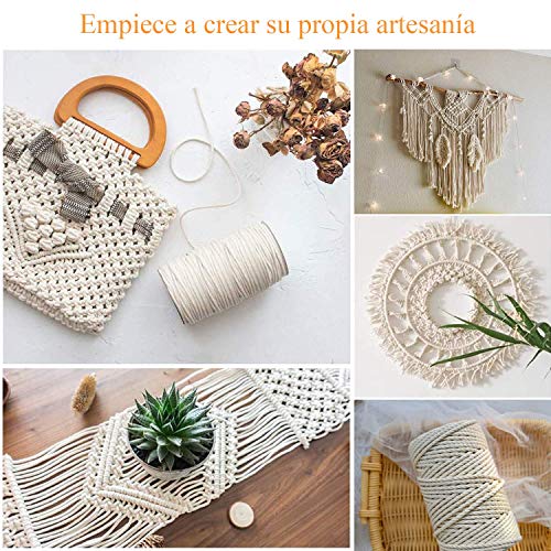 Gudotra 3mm x 300M Cuerda Algodón Macrame Cuerda para Tejer Decoración Decoración Interior Envolver Regalo Navidad (300M Hilo) Gudotra 3mm x 300M Cuerda Algodón Macrame Cuerda para Tejer Decoración Decoración Interior Envolver Regalo Navidad (300M Hilo)