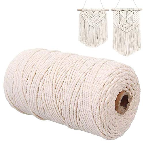 Gudotra 3mm x 300M Cuerda Algodón Macrame Cuerda para Tejer Decoración Decoración Interior Envolver Regalo Navidad (300M Hilo)