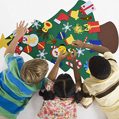 Gudotra Kit Fieltro Árbol de Navidad + 25 Adornos del Árbol de Navidad + Cadena de Luces LED para Regalos Niños Decoración de Navidad Año