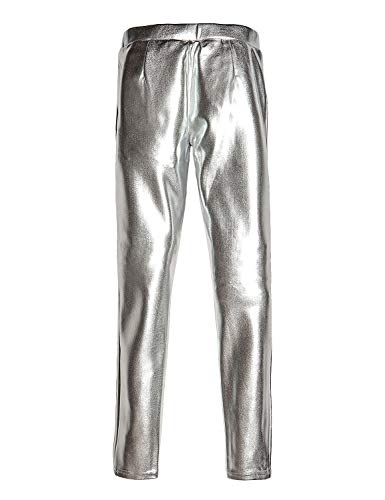 Guess leggings laminados para niñas Plateado Revestido en plata. 10 años