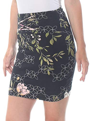 GUESS Womens Dan Floral Lace Up Pencil Skirt Black XL
