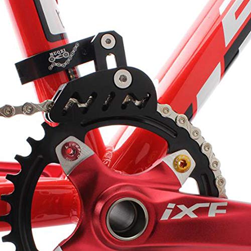 Guía de cadena de bicicleta MTB Protector de bicicleta de carretera, bicicleta de montaña, tensor de cadena con diseño hueco para piñón de disco único, dial frontal suave conducción (negro)
