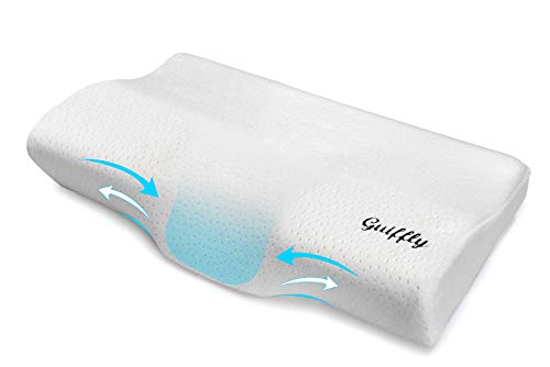 Guiffly Almohada Cervical (60x34cm), Almohada de Cama de Espuma con Memoria de Contorno Ortopédico con Diseño Ergonómico para Soporte de Cabeza, Cuello y Hombro con Funda Desmontable